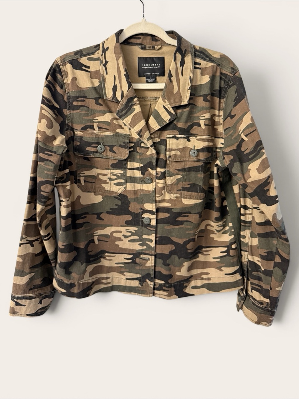 Sanctuary Camouflage Cropped Jacket Cotton Stretch Medium Like New